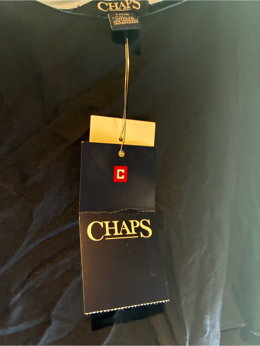 Chaps Navy Off-Shoulder Ruffle Blouse - Picture 5 of 11